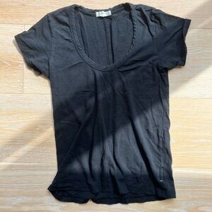 Rag & Bone Black Scoop Neck Cotton Tee Size XS